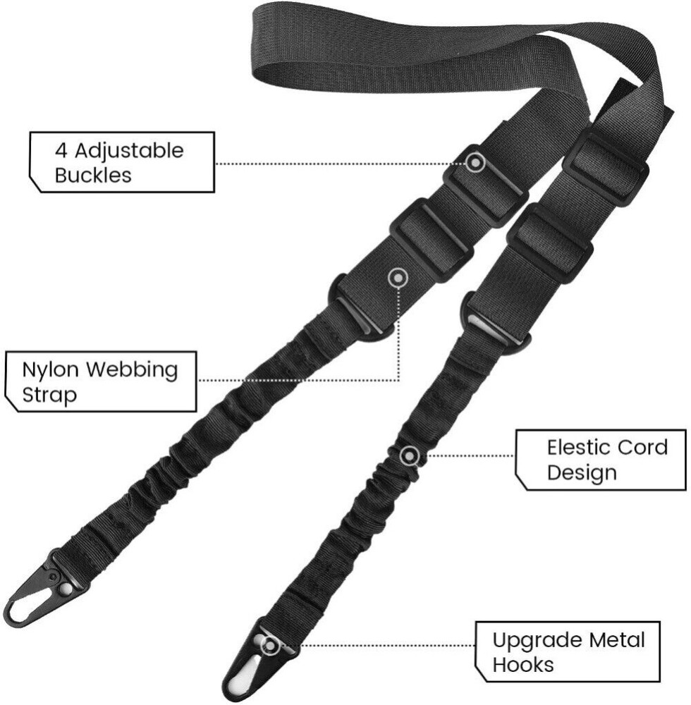 CS Tactical Two Points Sling Bungee Shoulder Strap Durable Heavy Duty Rifle Belt