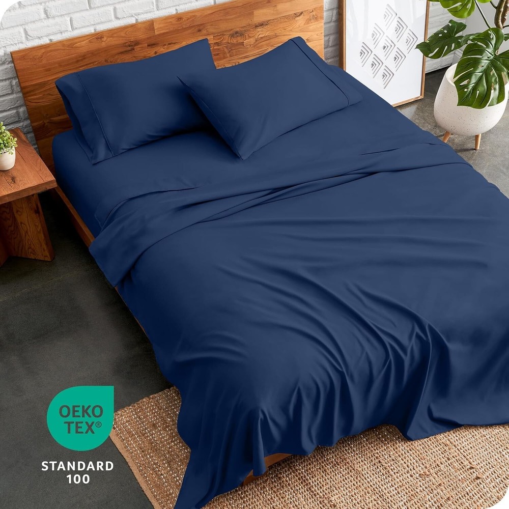 Ultra-Soft Dark Blue Full Sheet Set - Deep Pocket & All-around Elastic Bedding