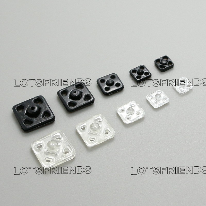 100 sets Plastic Square Press Studs Snap Fasteners Sewing Buttons 7 8 10 13 15mm