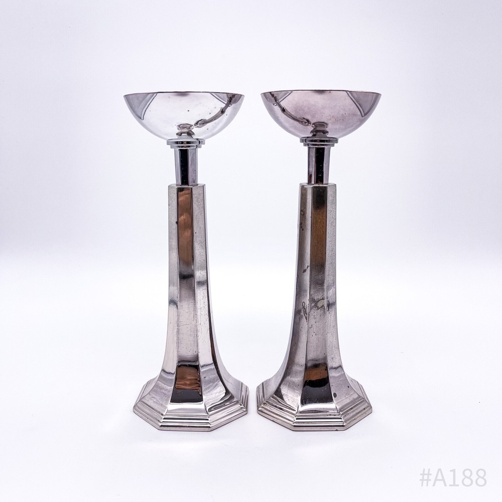 2-Piece Set Vintage Tea Light Holders Candle Holders, Silver Plated | 19Cm