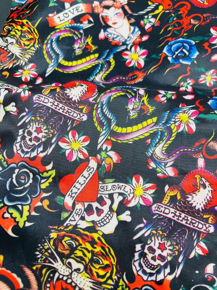 ed hardy nylon drawstring backpack love kills slowly