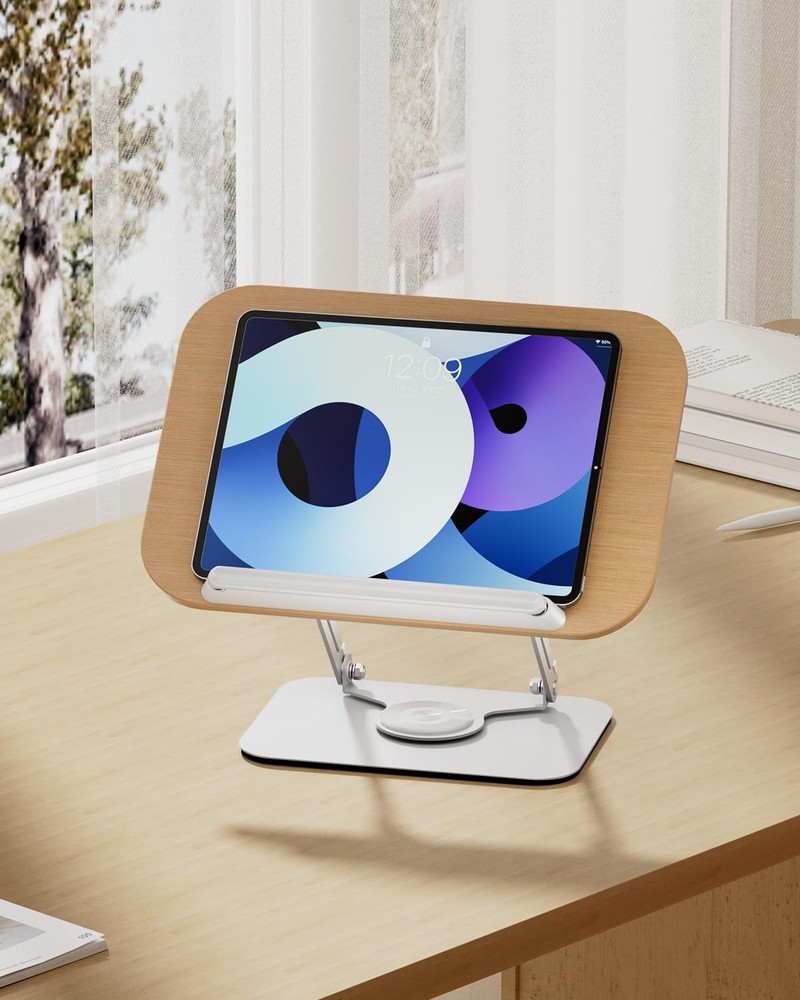 Book Stand Reading,Book Holder Height&Angle Adjustable 360° Rotating Base