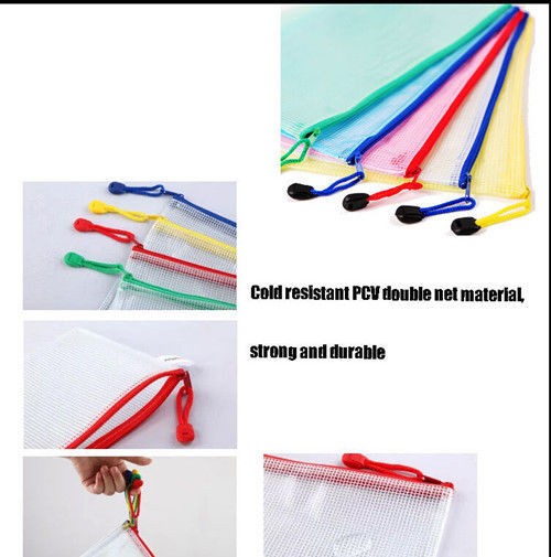 A4 Plastic Zippy Bags Zip File Storage Document Folder Protective Wallet Sleeve