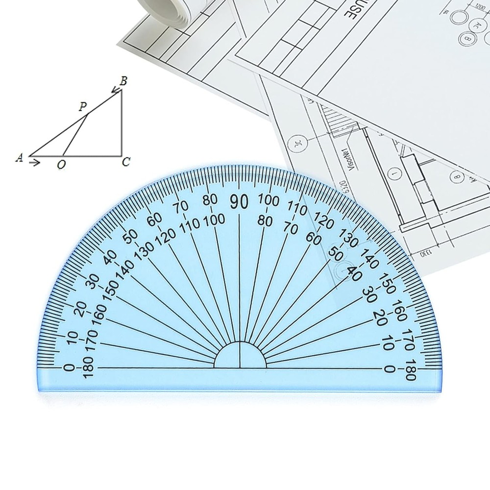 Coopay 6 Inch Math Geometry Tool Plastic Ruler Square Set 6 Inch, Blue