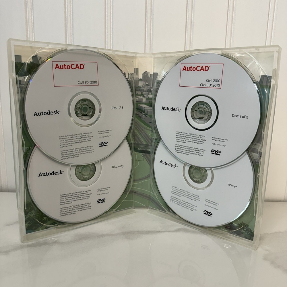 AUTODESK AUTOCAD CIVIL 3D 2010 Complete W/ 4 Discs EXCELLENT!