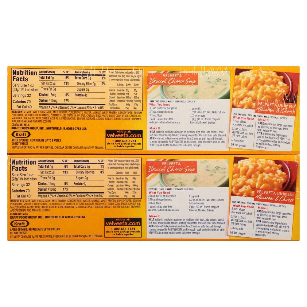 Velveeta Original Pasteurized Cheese Loaf, 32 oz, 2-pack