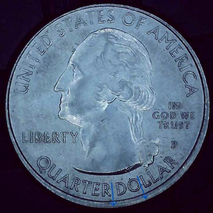 2018 P Quarter error collar clash and die chip