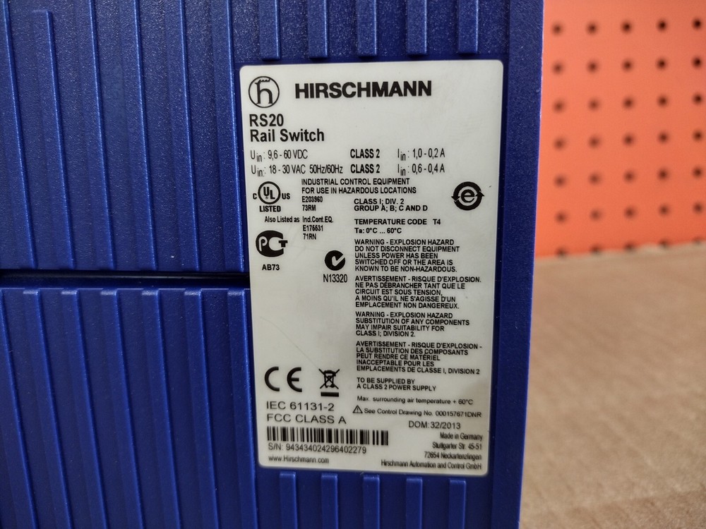 HIRSCHMANN RS20 Rail Switch Fast Shipping