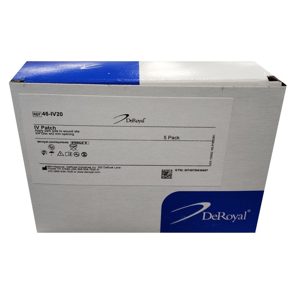 *5-Packs* DeRoyal X-Small Algidex IV Patch Catheter Dressing 46-IV20