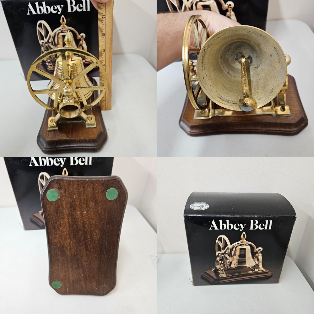 Vintage Leonard Solid Brass And Wood Abbey Bell