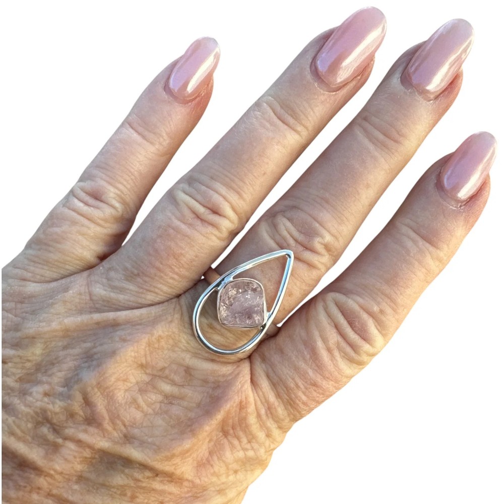 Rough Morganite Solid 925 Sterling Silver Ring 10