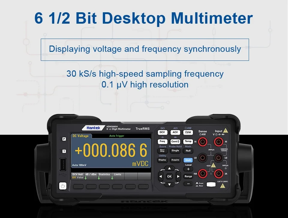 Hantek 6 1/2 Bit Bench Digital Multimeter True RMS Double-Display USB RS232/485