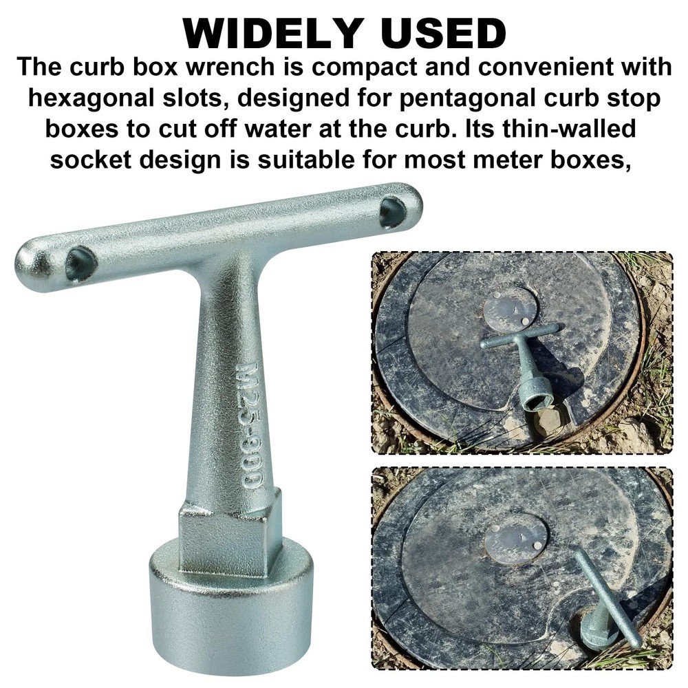 VIDABTE Water Meter Wrench for Pentagon Socket, Curb Stop Wrench, Silver