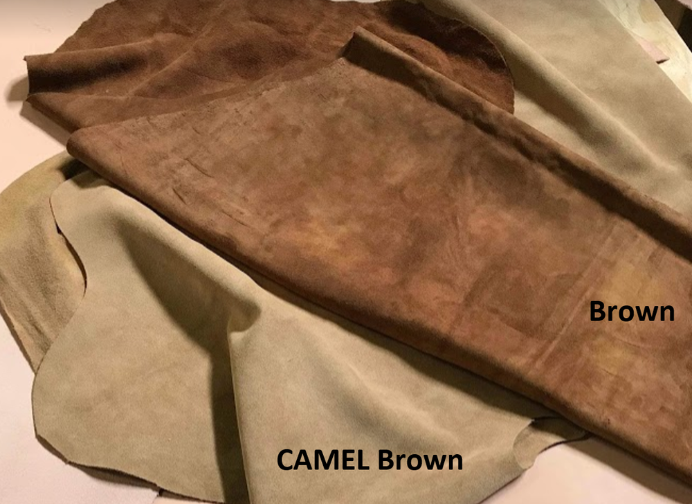 PREMIUM CAMEL BROWN/SAND BROWN SUEDE SPLIT LEATHER COWHIDE