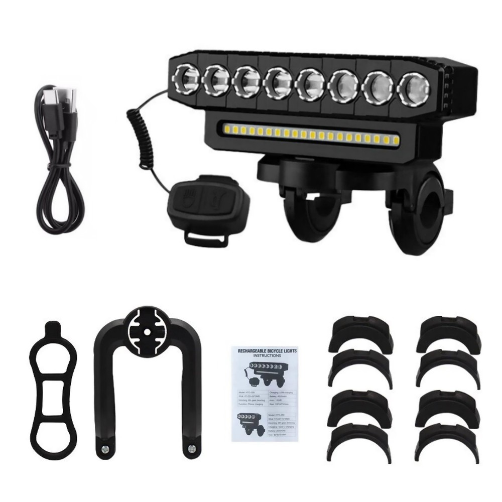 Bicycle Front Headlight Super Bright LED Bike Light Fit Type-C Charging