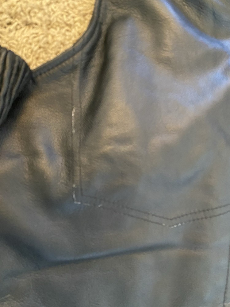 Renegade Classic Leather Motorcycle Chaps- Large High Quality Removable Lining