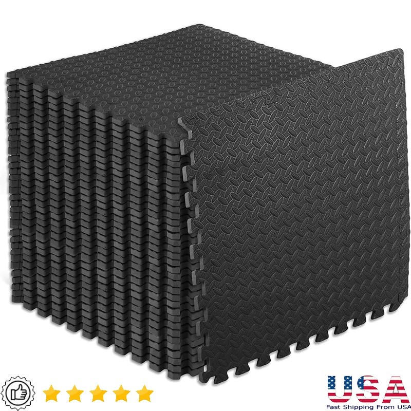 Durable Interlocking Foam Tiles Protective Flooring Mat Gym Exercise 144 Sq Ft