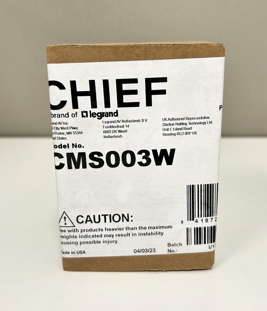 Chief CMS003W 3" Speed-Connect Fixed Extension Column (White)