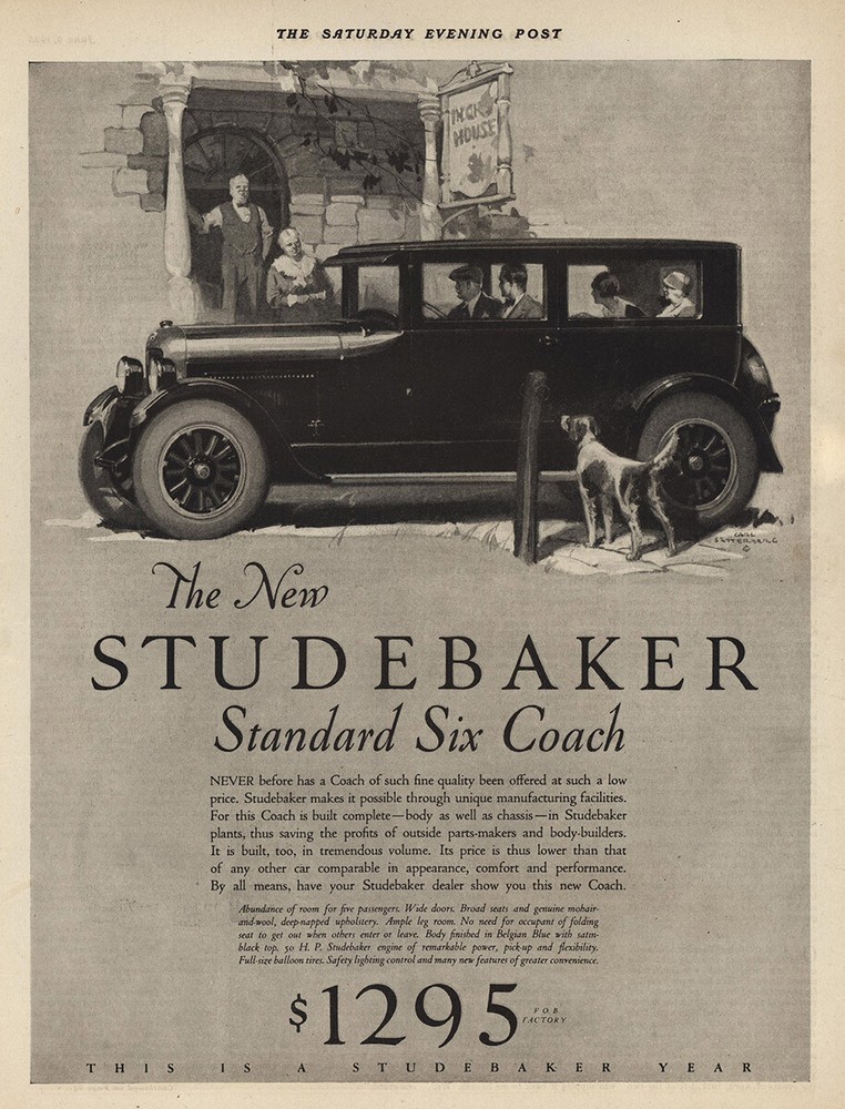 1925 Studebaker Standard Six Coach: Never Before Vintage Print Ad