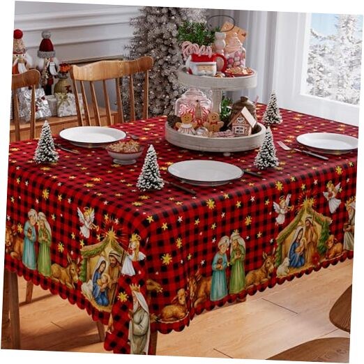 Christmas Tablecloth 60x84 Inch Rectangle, Washable 60" x 84" (Rectangular)