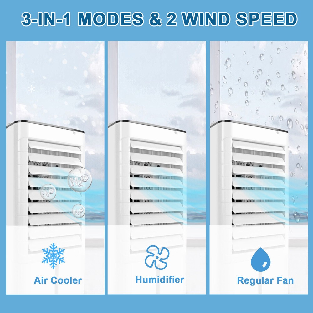 3-IN-1 5.5L Portable Air Conditioner, Evaporative Cooler Remote Control Room