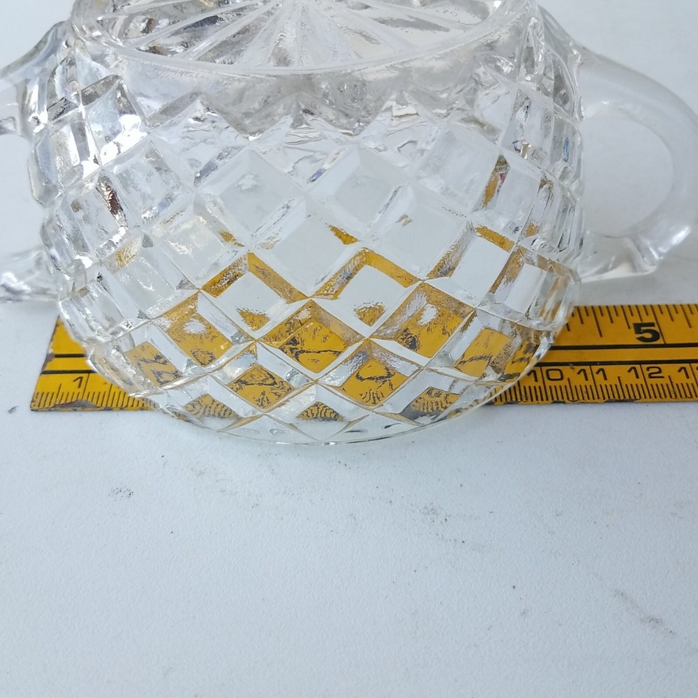 Cream and Sugar Set Diamond Pattern Clear Glass or Crystal