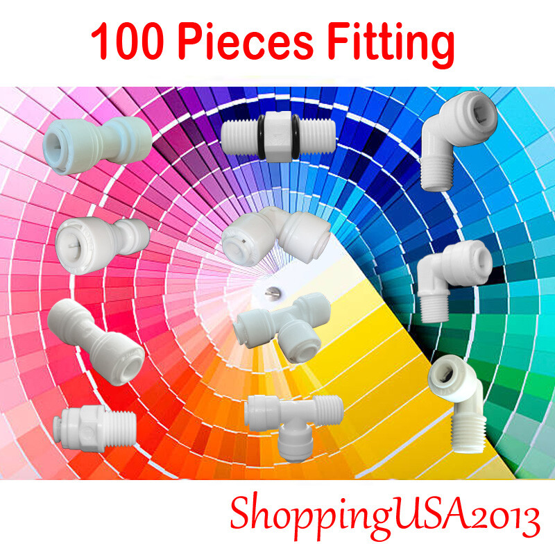 100 Pc Water Filter Connector Fitting Quick Connect Thread Push In 1/4" 3/8" BSP