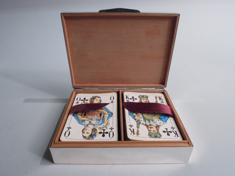 Hermann Bauer Playing Card Box German 835 Silver