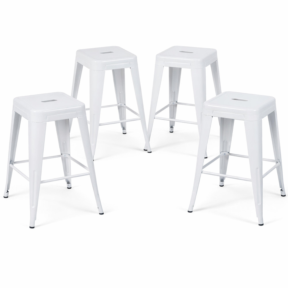 24 Inch Counter Height Stool, Backless Metal Bar Stools Set of 4, Non-Stackabl