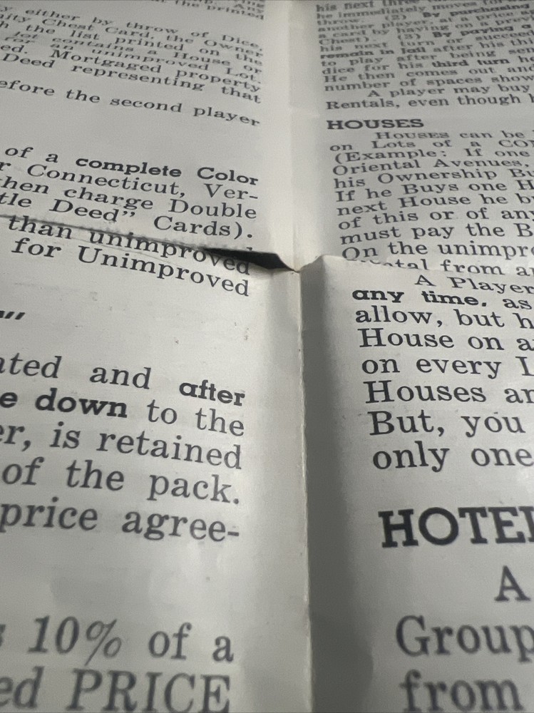 Vintage 1935 Monopoly Instructions