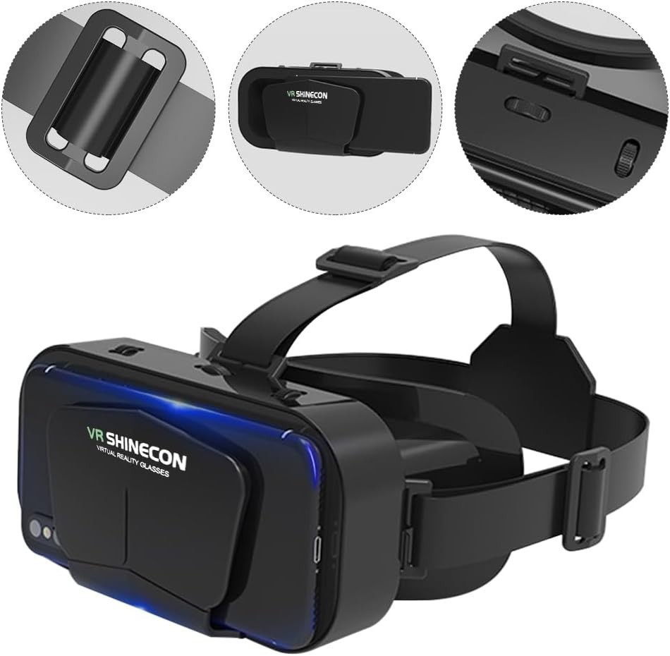 VR Headset Universal 3D Virtual Reality Goggles Support 360°Panorama Black