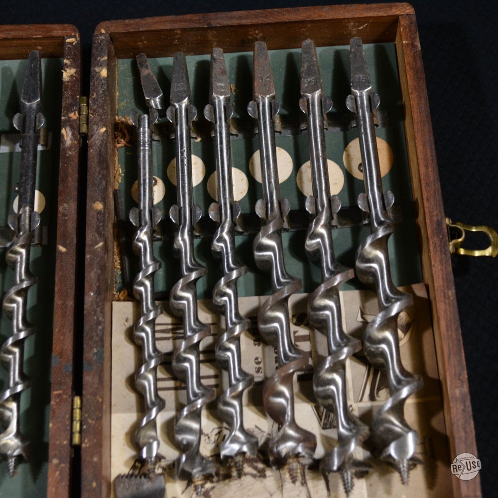 Vintage Irwin Auger Bit Set Original Wood Box - Plus Millers Falls Drill Bits