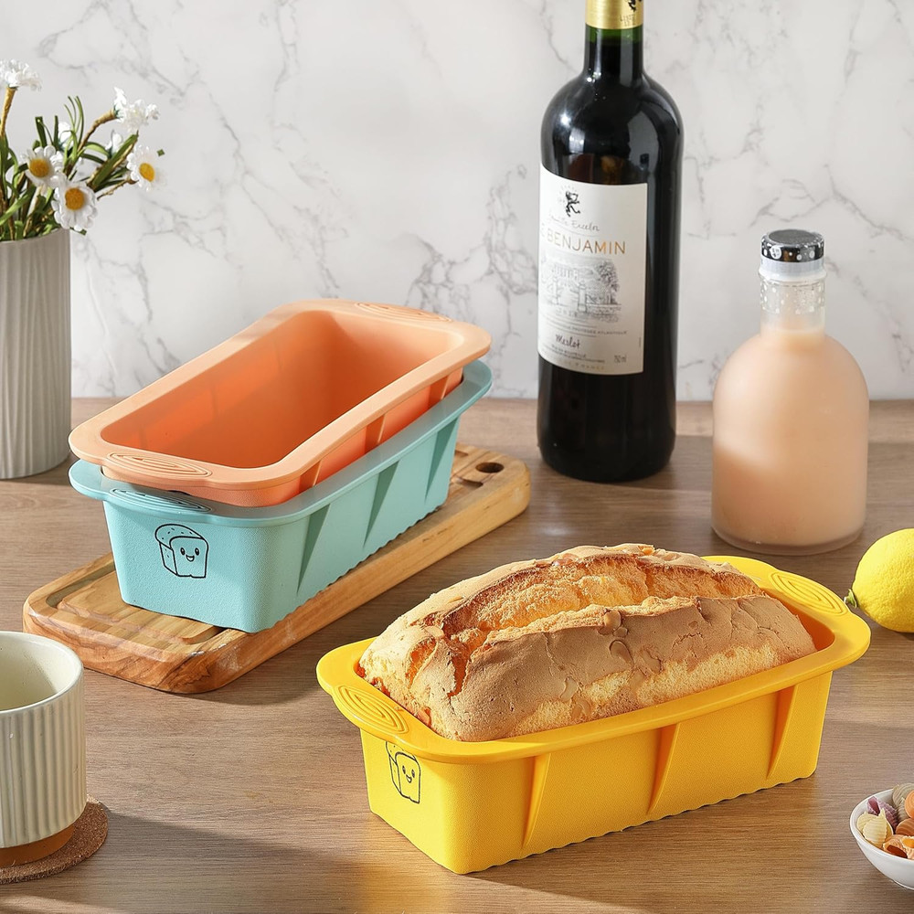 3PCS Silicone Bread Loaf Pan: Non-Stick, Easy Release, Dishwasher Safe