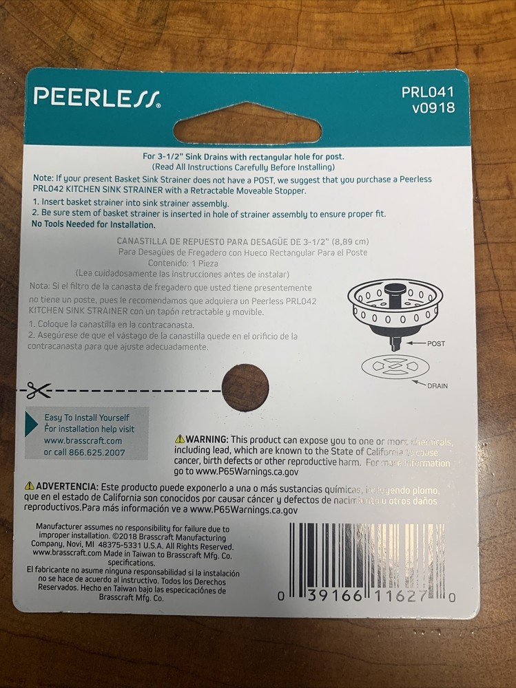 TWO KITCHEN SINK STRAINERS w/STOPPERS & POSTS PEERLESS PRL041 3 1/2" Drain