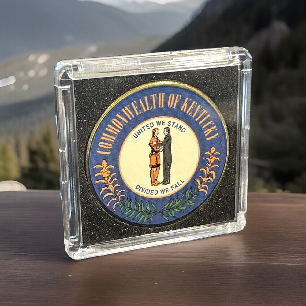 KENTUCKY State Seal Challenge Coin Colorized USA includes Display Case! NEW!