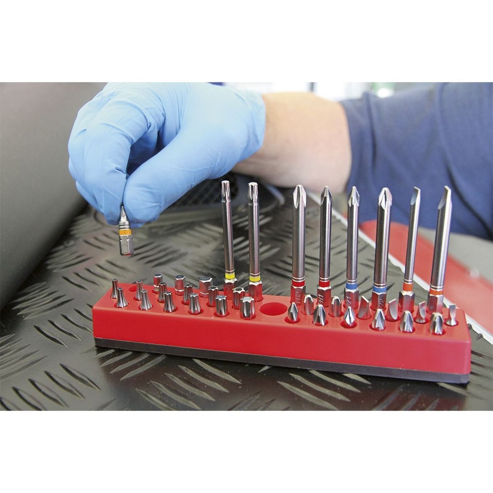 Sealey Magnetic Bit Holder 1/4" Hex Screwdriver Bits Drill Storage Rail 36