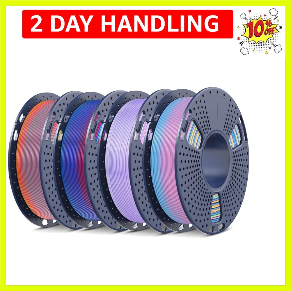 250g Rainbow PLA 3D Printer Filament Bundle Multicolor, Neatly Wound Gradient...