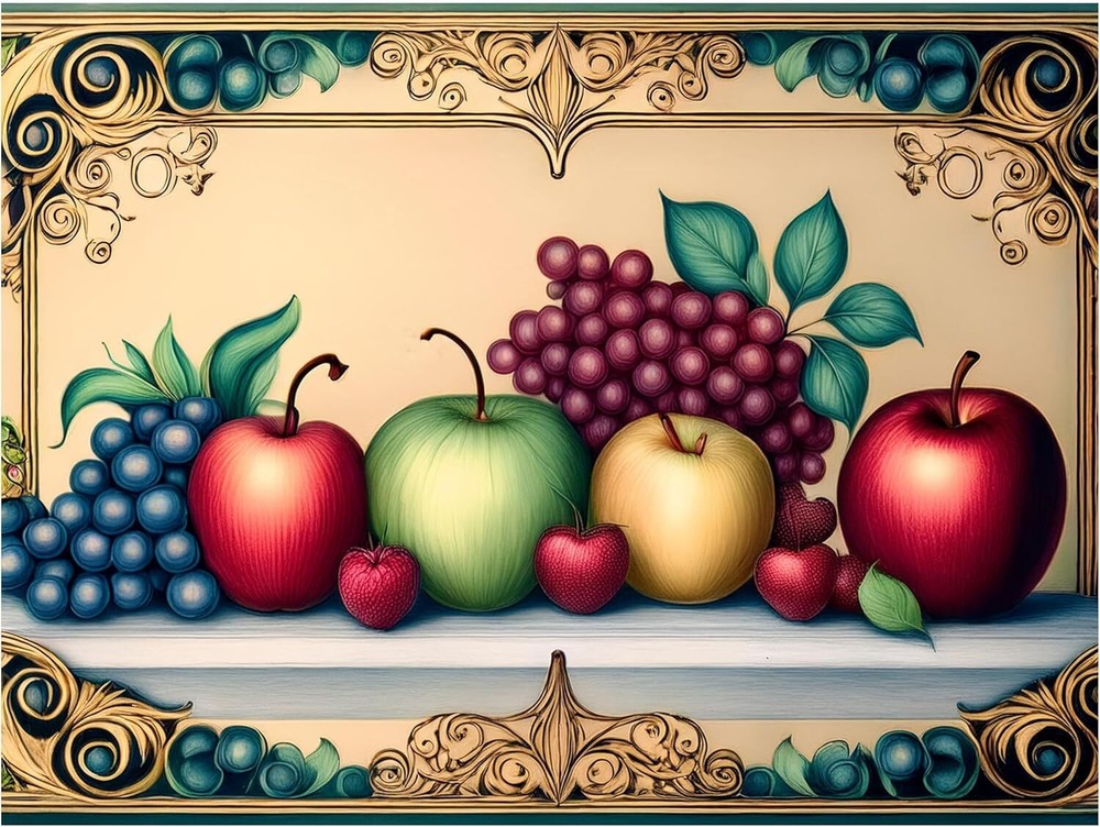 Tile Mural Apples Grapes Still Life Fruit-Themed Kitchen Wall Art Backsplash
