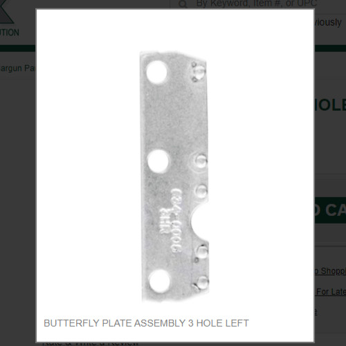 BUTTERFLY PLATE ASSEMBLY 3 HOLE LEFT # 634-0004
