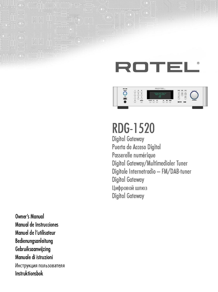 Rotel RDG-1520 Digital Gateway Owners Instruction Manual