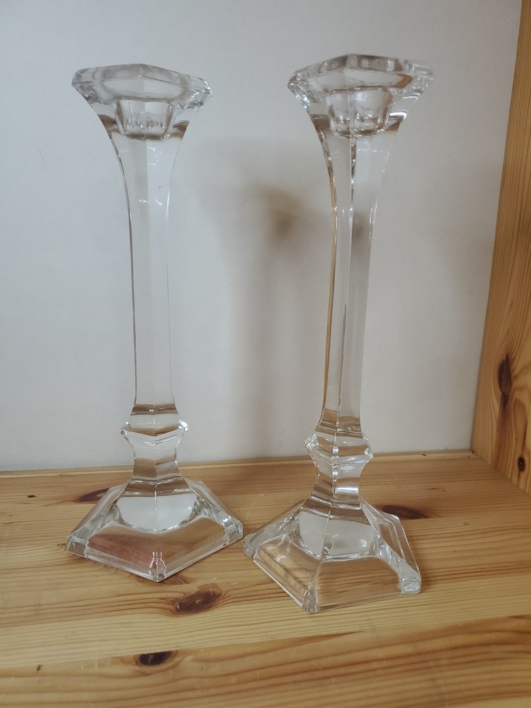 2 Crystal 9.75" Tall Candle Holders Design JO+