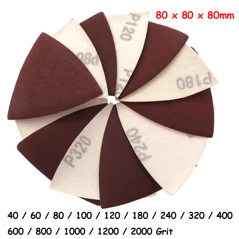 80*80*80mm Hook and Loop Delta Sanding Sheets Triangular Detail Sandpaper Pads
