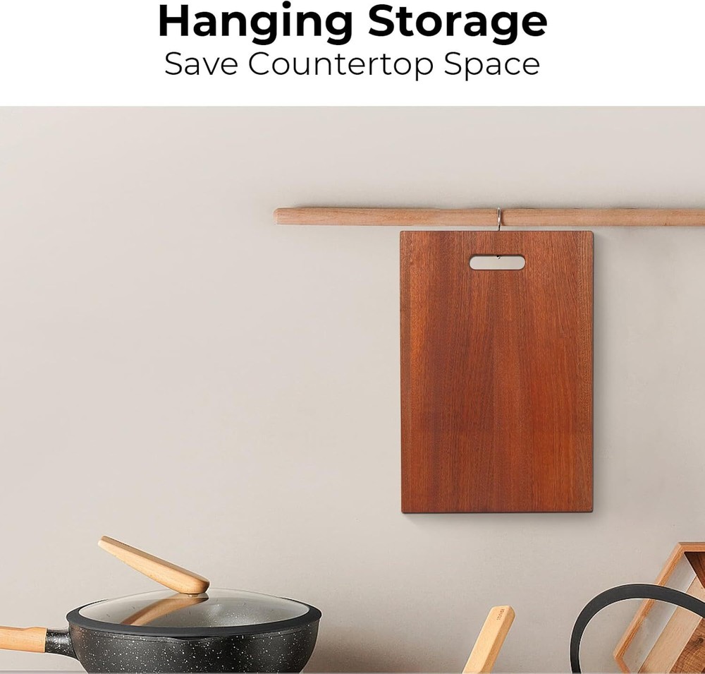 TECASA Cutting Board Sapele Wood Kitchen Chopping Board Butcher Block Heavy Duty