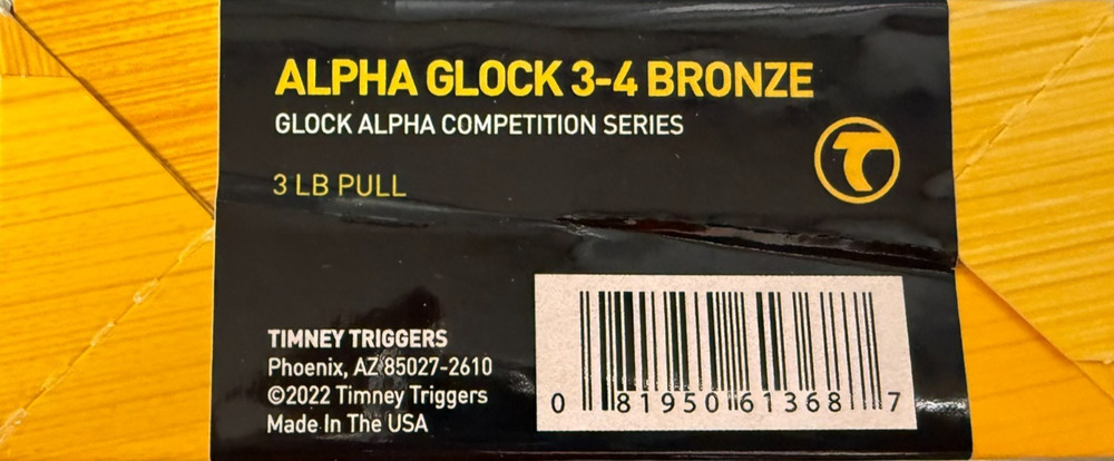 Timney Competition Trigger 3lb Pull BRONZE Alpha Glock 17 19 22 23 34 Gen 3 & 4