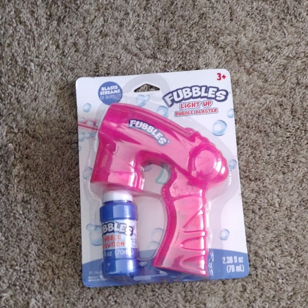 Fubbles Light Up Bubble Blaster & Solution-Pink-Ages 3+ NEW