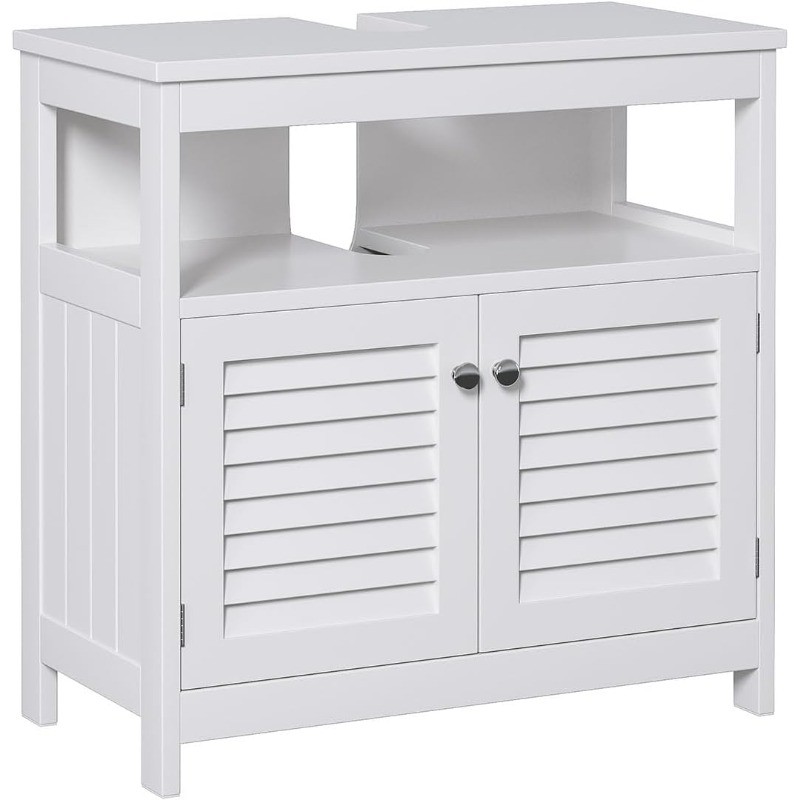 Under Sink Storage Cabinet with 2 Doors & Open Shelf, Freestanding Bathroom