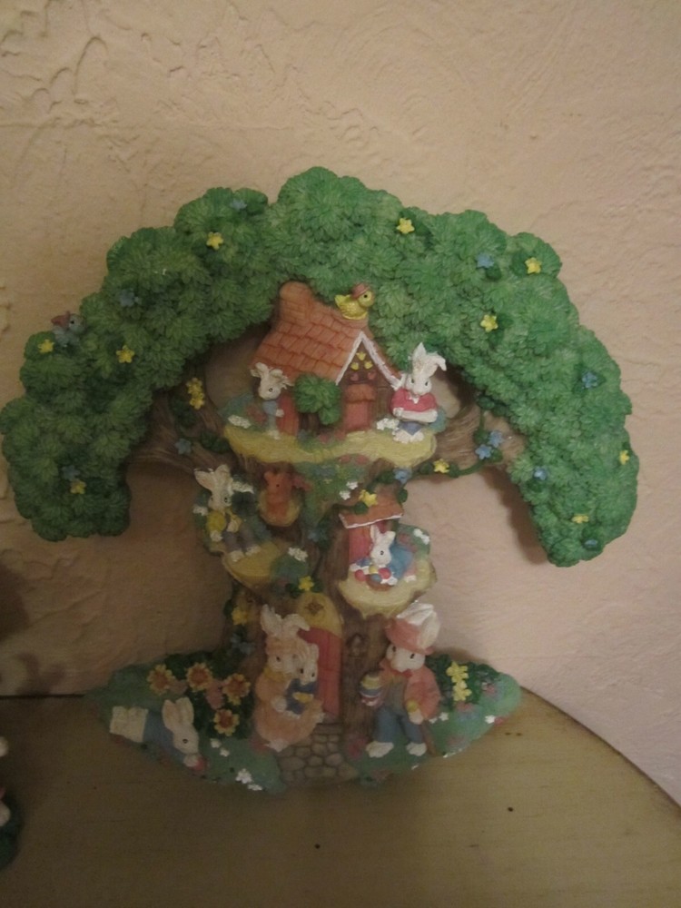 2 Vtg Jaimy Design Jubilee "Easter Bunny Tree & Wall Hanging Tree 13" Tall