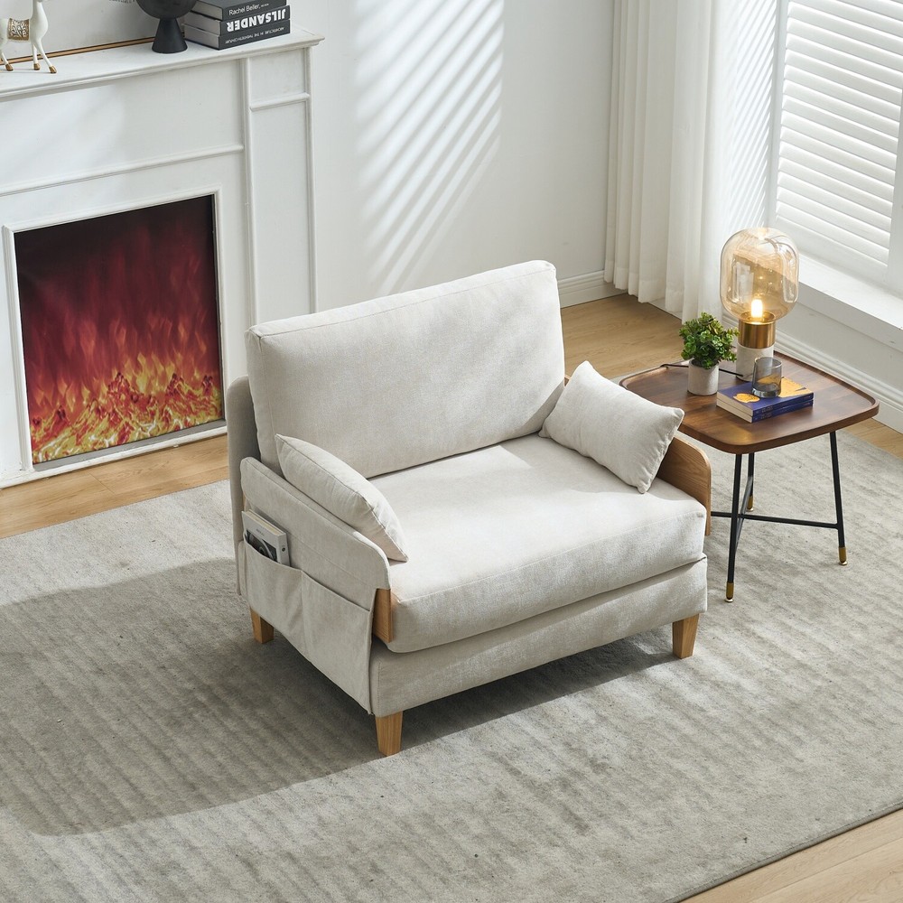 Convertible Sleeper Sofa Bed Multi-Functional Folding Recliner Chair w/ Pillows