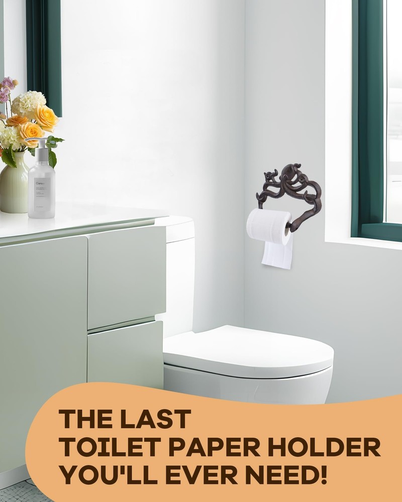 Octopus Paper Towel Holder - Cast Iron Wall Mount Holder with Rust-Resistant ...