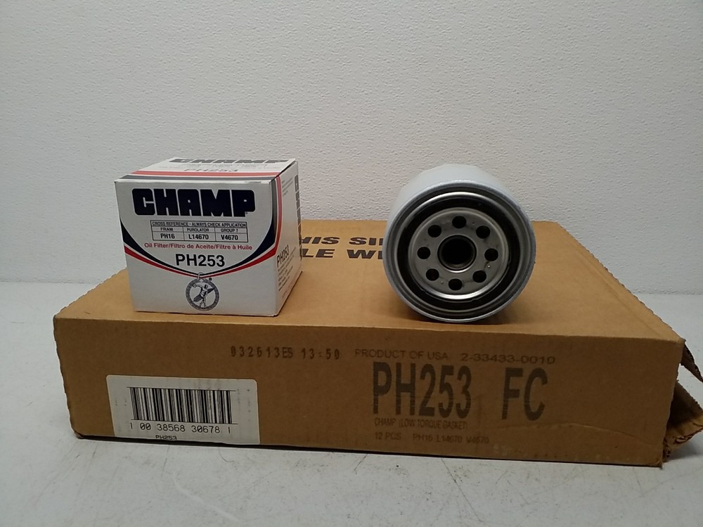 (12) Champ PH253 Spin-On Engine Oil Filters – Bulk Pack PH16